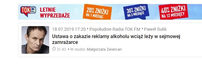 Popołudnie Radia TOK FM – audycja Pawła Sulika